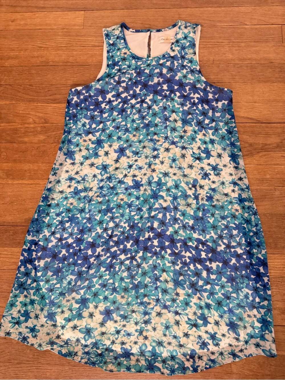 Calvin Klein Women's Blue Floral Sleeveless Knee Length Shift Dress Size 8
b53